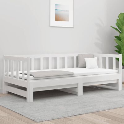 vidaXL Estrutura sofá-cama de puxar 2x(90x190) cm pinho maciço branco