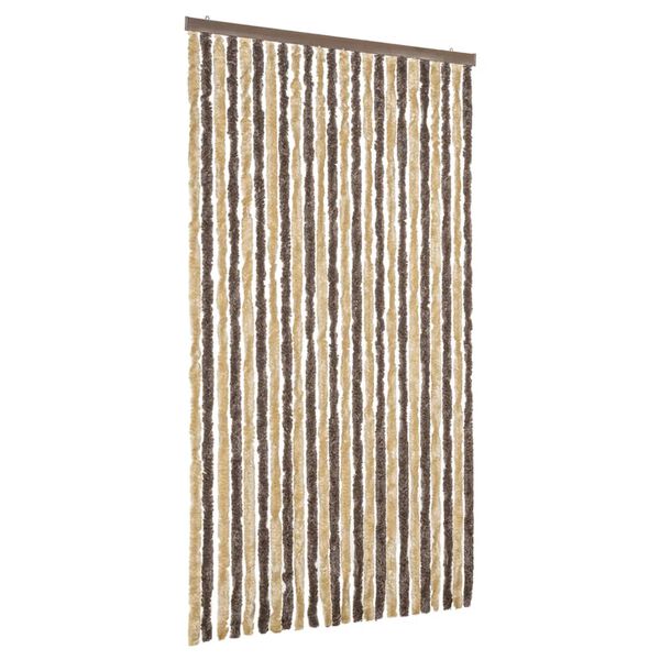 vidaXL Cortina anti-insetos 100x230 cm chenille castanho-escuro e bege