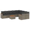 vidaXL 10 pcs conjunto sof&aacute;s de jardim c/ almofad&otilde;es vime PE cinzento