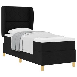 vidaXL Cama Box Springs com Colch&atilde;o Cinza Escuro 90x190 cm Preto