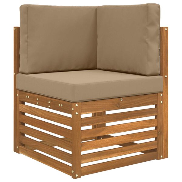 vidaXL Almofada para Sof&aacute; Externo 3 pcs Cinzento-acastanhado Poli&eacute;ster