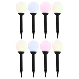 vidaXL Candeeiro solar de exterior LED 8 pcs esf&eacute;rico 15 cm RGB