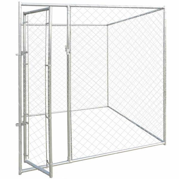 vidaXL Canis para C&atilde;es Prateado 192 x 192 x 195 cm A&ccedil;o galvanizado