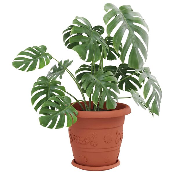 vidaXL Bandeja Redonda de Flores 24 pcs Vermelho Tijolo Pl&aacute;stico