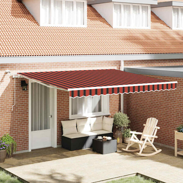 vidaXL Toldo Retr&aacute;til Laranja e Marrom 400 &times; 350 cm Poli&eacute;ster e Metal