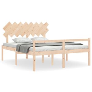 vidaXL Cama para idosos com cabeceira 160x200 cm madeira maci&ccedil;a