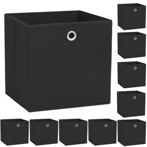 vidaXL Caixas arruma&ccedil;&atilde;o 10 pcs n&atilde;o-tecido (TNT) 32x32x32 cm preto