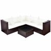 vidaXL 4 pcs conjunto lounge jardim c/ almofad&otilde;es vime PE castanho