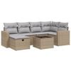 vidaXL 7 pcs conj. sof&aacute;s jardim c/ almofad&otilde;es vime PE bege misturado