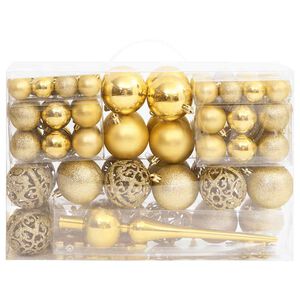 vidaXL 111 pcs conjunto de enfeites de Natal poliestireno dourado