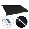 vidaXL Toldo retr&aacute;til com sensor de vento e LED 500x300 cm antracite