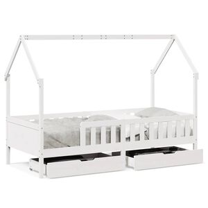 vidaXL Estrutura de cama infantil c/ gavetas 90x200 cm pinho maci&ccedil;o