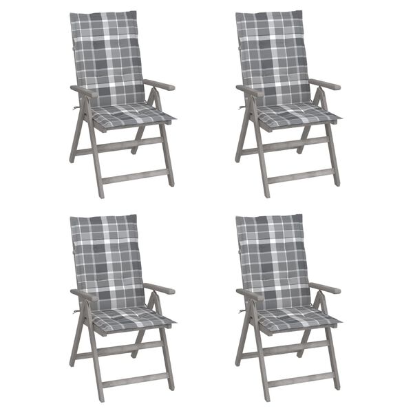 vidaXL Cadeiras jardim reclin&aacute;veis c/ almofad&otilde;es 4 pcs ac&aacute;cia maci&ccedil;a
