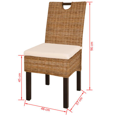 vidaXL Cadeiras de jantar, 4 pcs, vime Kubu e madeira de mangueira