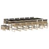 vidaXL 11 pcs conj. jantar jardim c/ almofad&otilde;es vime PE bege misturado
