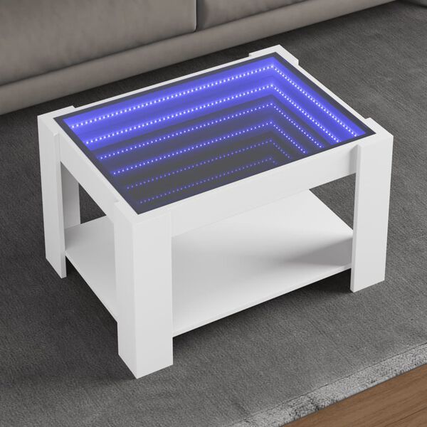 vidaXL Mesa de centro c/ LEDs 73x53x45 cm derivados de madeira branco