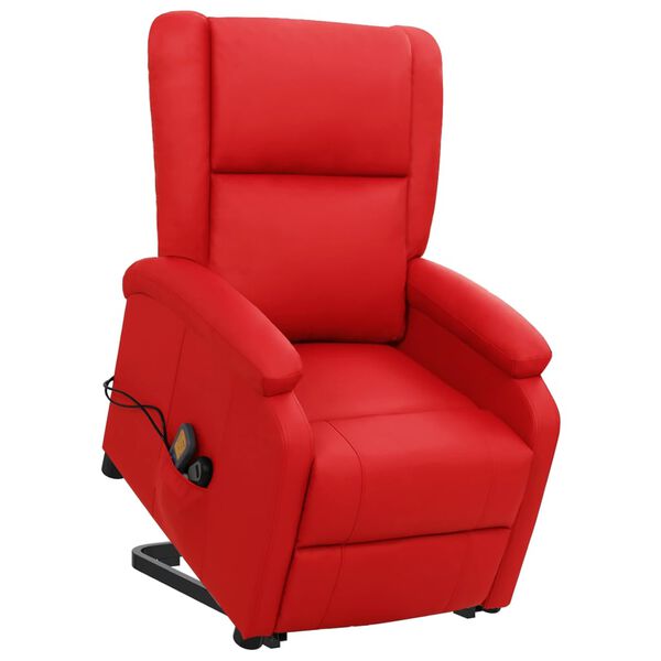 vidaXL Poltrona de massagens elevat&oacute;ria couro artificial vermelho