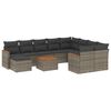 vidaXL 11 pcs conjunto sof&aacute;s de jardim c/ almofad&otilde;es vime PE cinzento