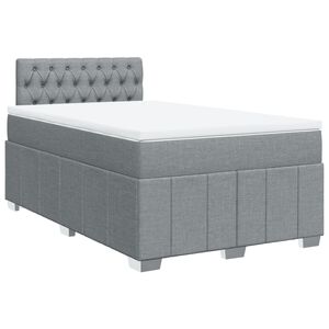 vidaXL Cama boxspring com colch&atilde;o 120x190 cm tecido cinzento-claro
