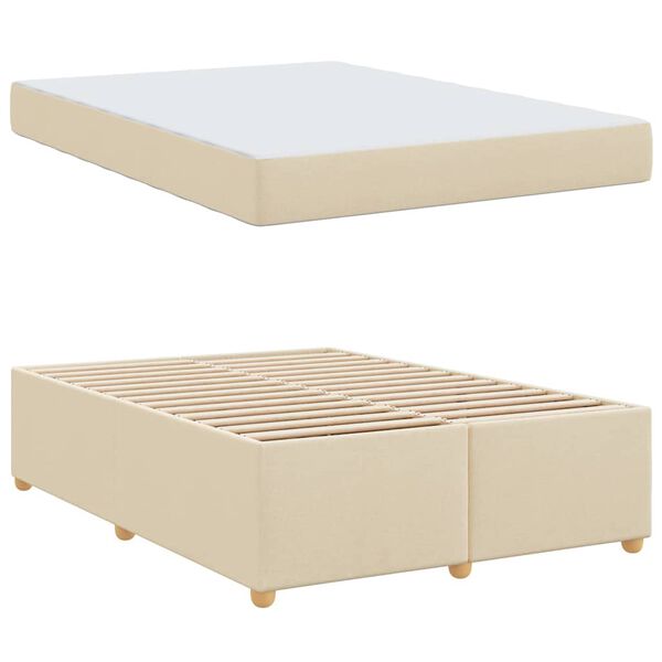 vidaXL Estrutura da Cama com colch&atilde;o Creme 160 x 200 cm tecido