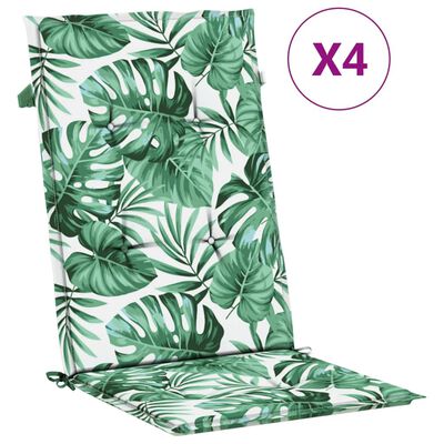vidaXL Almofadões cadeira de encosto alto 4 pcs tecido folhas