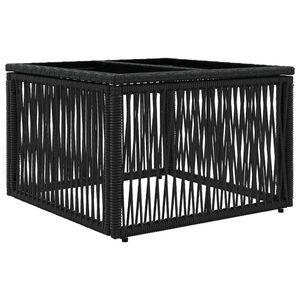 vidaXL Mesa de Jardim Preto 55 x 55 x 37 cm Rattan PE e Vidro