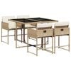 vidaXL 5 pcs conjunto de jantar p/ jardim com almofad&otilde;es vime PE bege