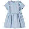 Vestido de crian&ccedil;a com folhos azul-suave 128
