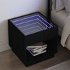 vidaXL Mesa de cabeceira com luzes LED Infinity 50x50x50 cm preto