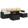 vidaXL 6 pcs conjunto sof&aacute;s jardim c/ almofad&otilde;es vime PE/ac&aacute;cia preto