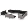 vidaXL 12 pcs conj. lounge jardim c/ almofad&otilde;es vime PE cinza-escuro