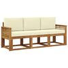 vidaXL Conjunto de Sof&aacute;s para Exterior 3 pcs Natural e Creme Poli&eacute;ster