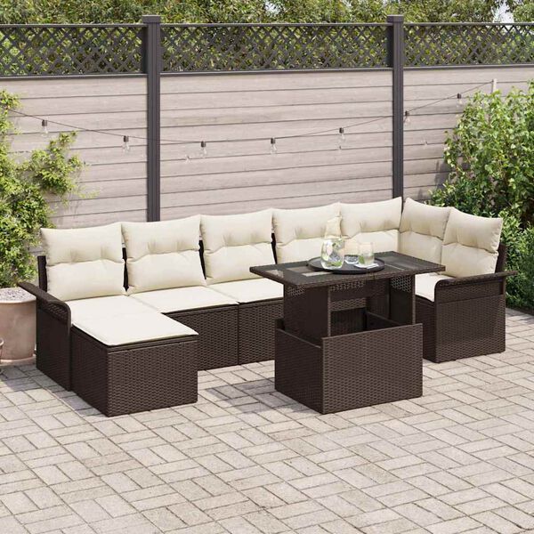 vidaXL Conjunto de Sofá de Jardim 8 pcs Castanho Rattan Sintético