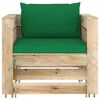 vidaXL 2 pcs conj. lounge jardim c/ almofad&otilde;es madeira impreg. verde