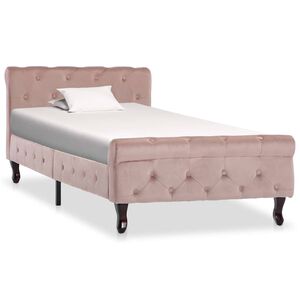 vidaXL Estrutura de cama 90x200 cm veludo cor-de-rosa
