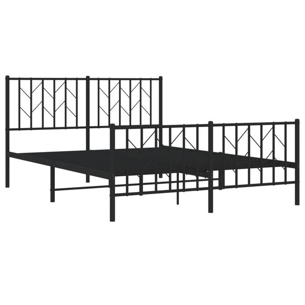 vidaXL Estrutura de cama com cabeceira e p&eacute;s 135x190 cm metal preto