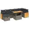 vidaXL 8 pcs conjunto sof&aacute;s de jardim c/ almofad&otilde;es vime PE cinzento