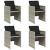 vidaXL Cadeiras de jardim com almofad&otilde;es 4 pcs vime PE cinzento-claro