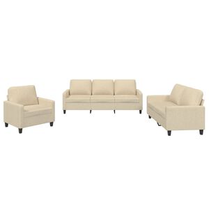 vidaXL 3 pcs conjunto de sof&aacute;s com almofad&otilde;es tecido cor creme