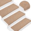 vidaXL Tapetes de escada autoadesivos 15 pcs 65x24,5x3,5 cm bege