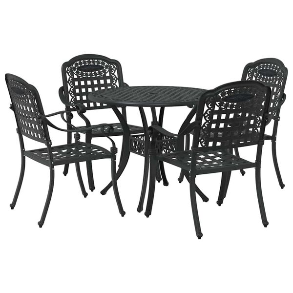 vidaXL Conjunto de Jantar para Jardim 5 pcs Preto 90 x 90 x 75 cm