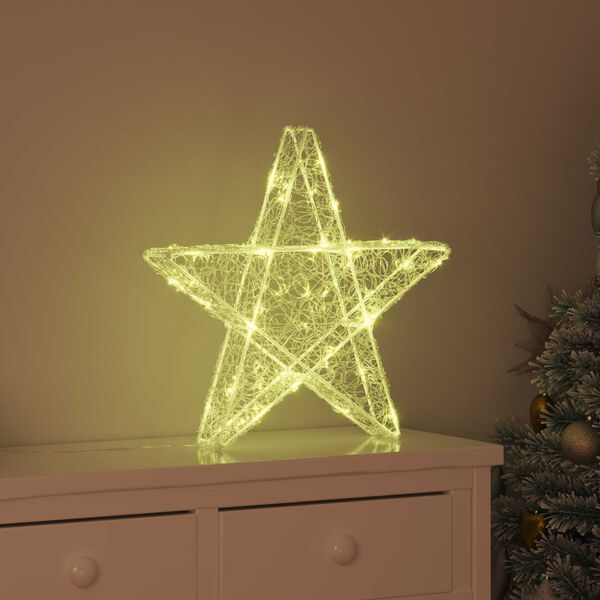 vidaXL Estrela 3D com 50 LEDs Branco quente 55 x 53,5 x 10 cm Acr&iacute;lo