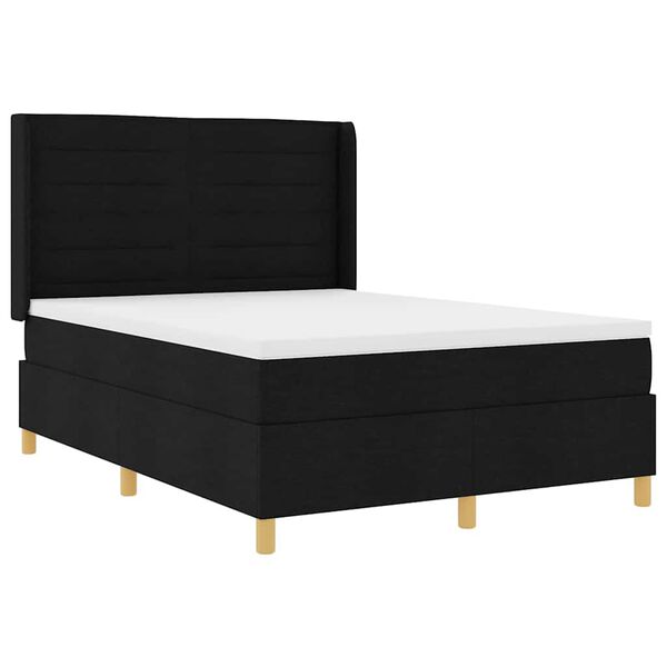 vidaXL Cama Box com colch&atilde;o com cabeceira Preto 140 x 200 cm tecido