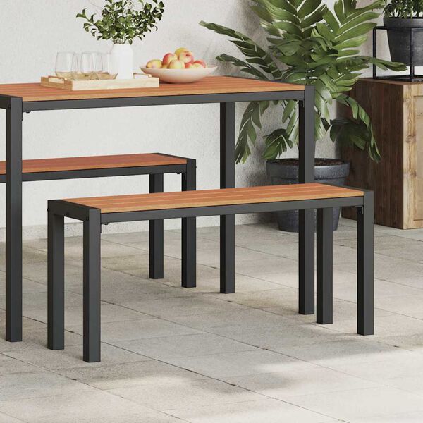 vidaXL Banco de jardim Castanho 100 x 28 x 45cm A&ccedil;o