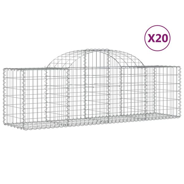 vidaXL Cestos gabião arqueados 20pcs 200x50x60/80 cm ferro galvanizado
