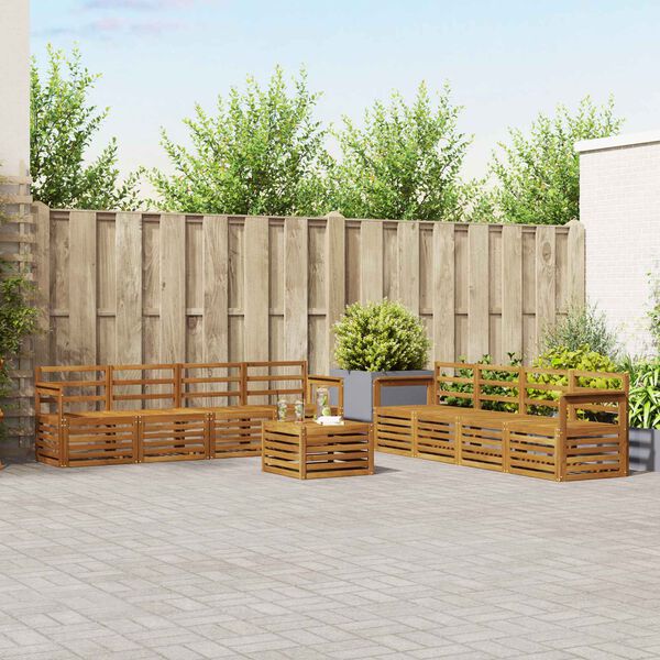 vidaXL Conjuntos de sof&aacute;s 9 pcs Natural Madeira S&oacute;lida de Ac&aacute;cia