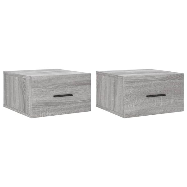 vidaXL Mesas de cabeceira de parede 2 pcs 35x35x20 cm cinzento sonoma
