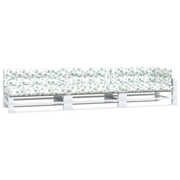 vidaXL Almofad&otilde;es para m&oacute;veis de paletes 7 pcs tecido padr&atilde;o de folhas