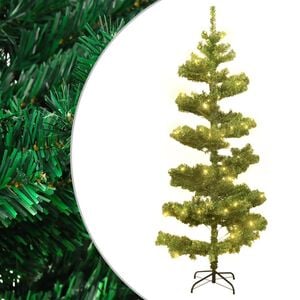 vidaXL Árvore de Natal rotativa pré-iluminada + suporte PVC verde