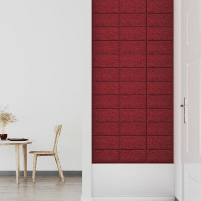 vidaXL Painel de parede 12 pcs 30x15 cm tecido 0,54 m² vermelho tinto